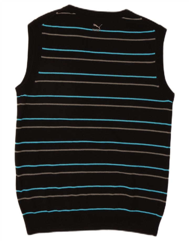 Puma Herren Weste Tank Top Medium Schwarz Gestreifte Baumwolle