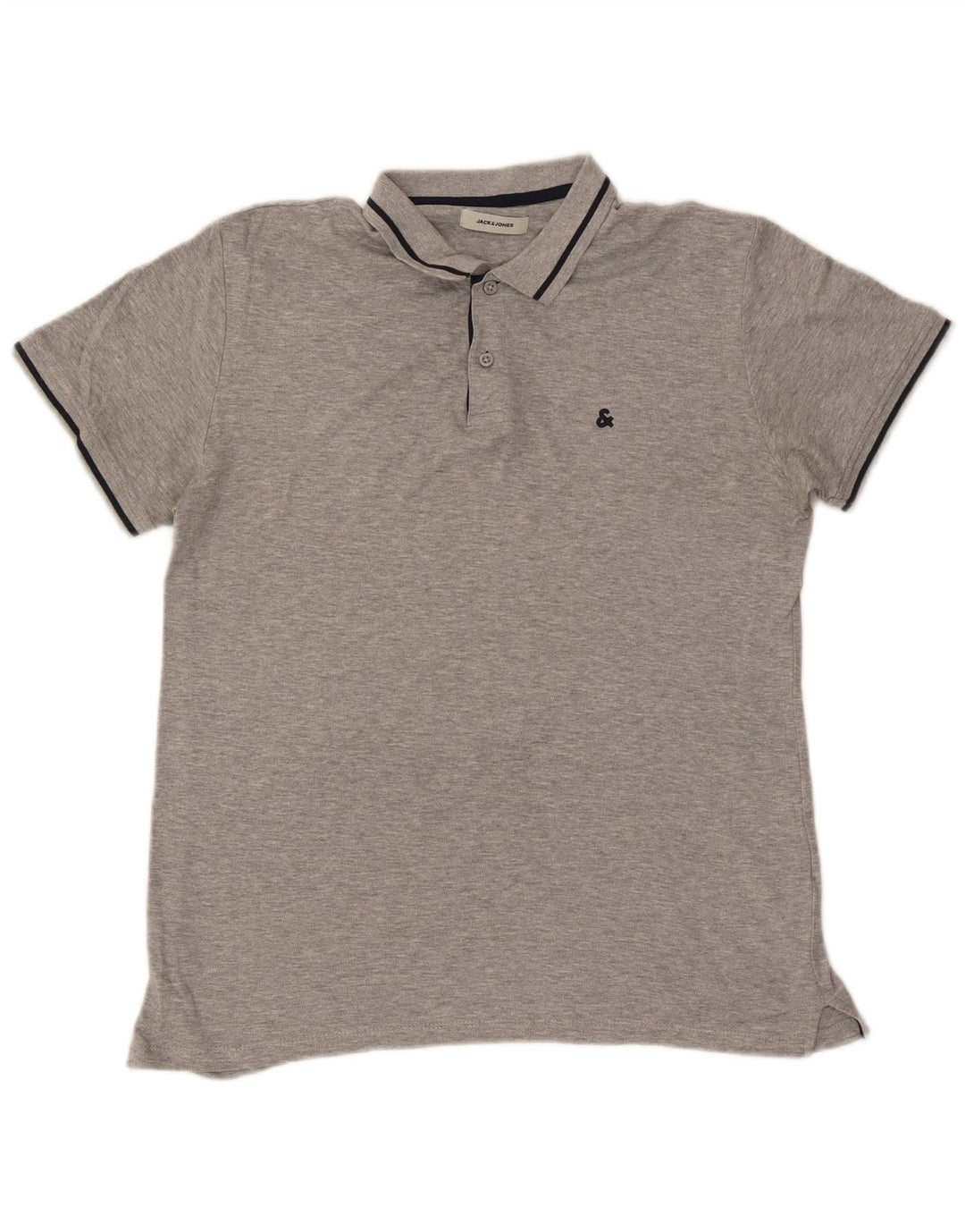 Jack & Jones Herren-Poloshirt aus mittelgrau gefleckter Baumwolle