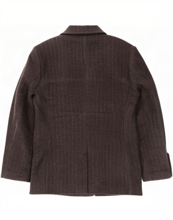Superdry Herren Pea Coat UK 40 Large Grey Herringbone Wool Classic