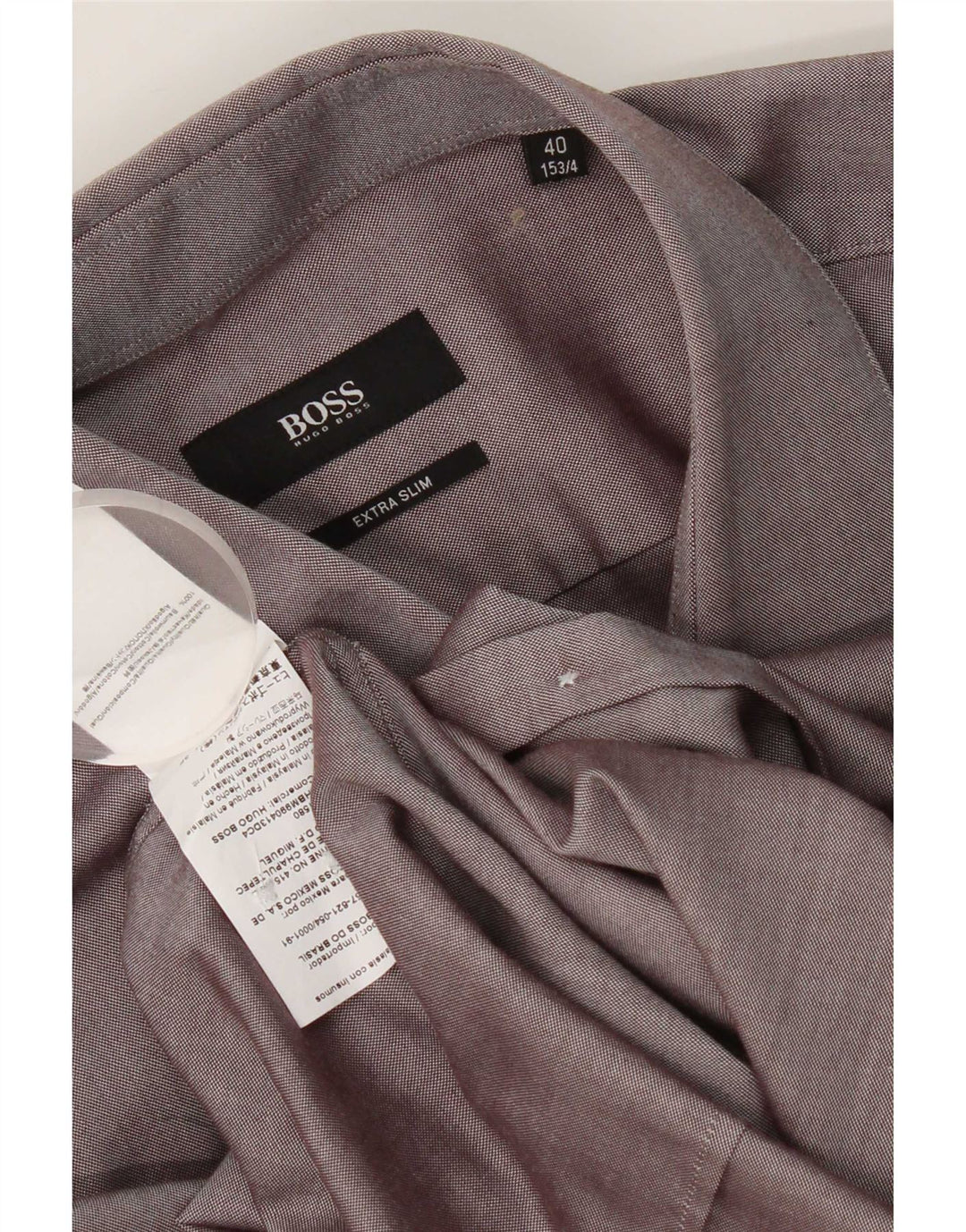 Hugo Boss Herren-Hemd mit extra schmaler Passform, Größe 40, 15 1/2, mittelgraue Baumwolle