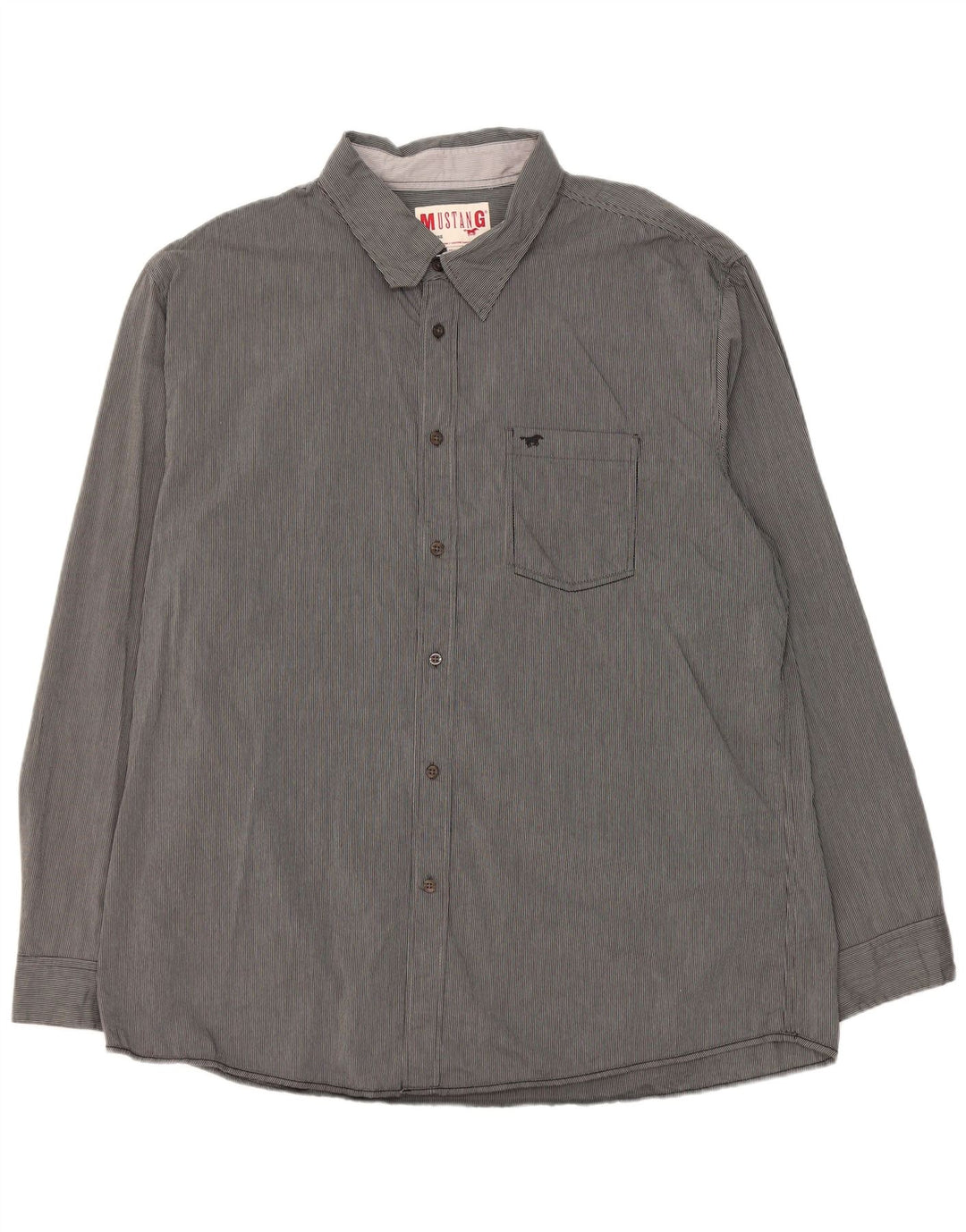 Mustang Herrenhemd 3XL grau gestreift aus Baumwolle