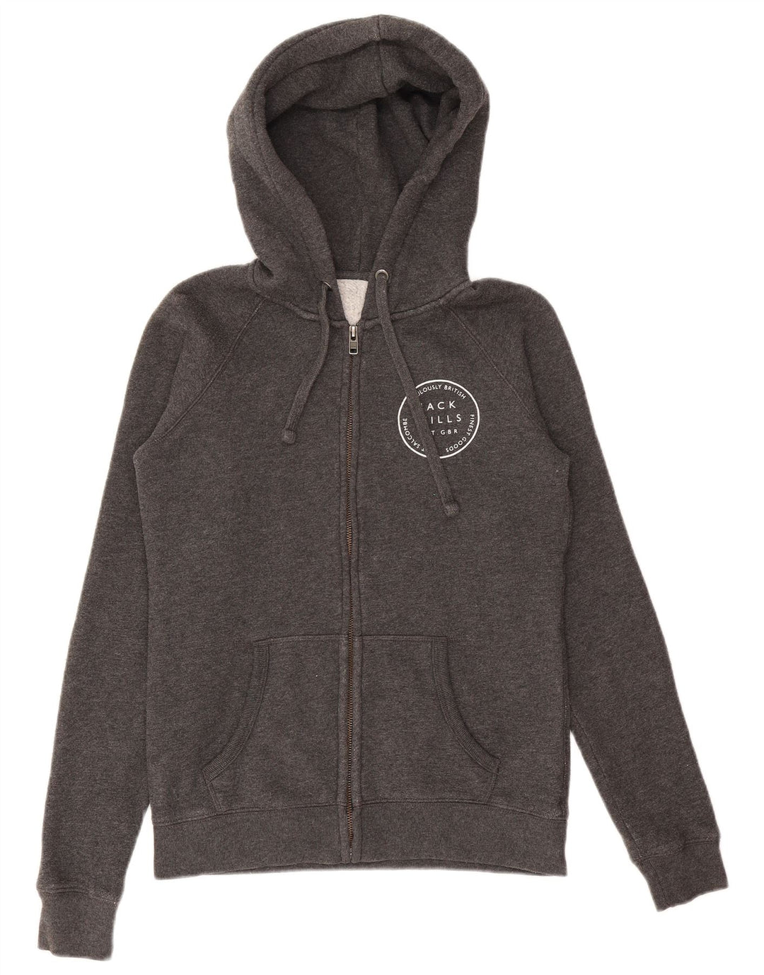 Jack Wills Damen-Kapuzenpullover mit grafischem Reißverschluss, Gr. 10, Größe S, Grau, Polyester