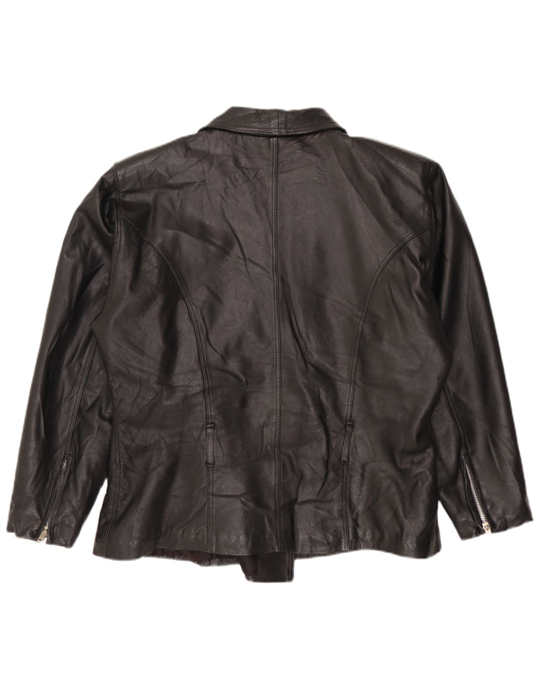 Vintage Damen Leder Bikerjacke UK 14 Medium Schwarz