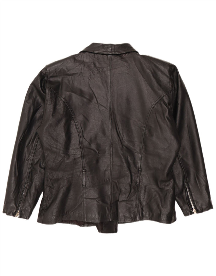 Vintage Damen Leder Bikerjacke UK 14 Medium Schwarz