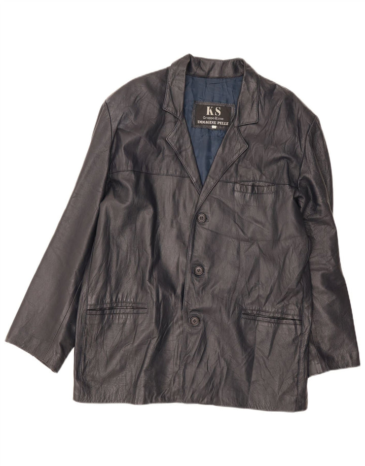 Kiros Herren Lederjacke IT 54 2XL Marineblau