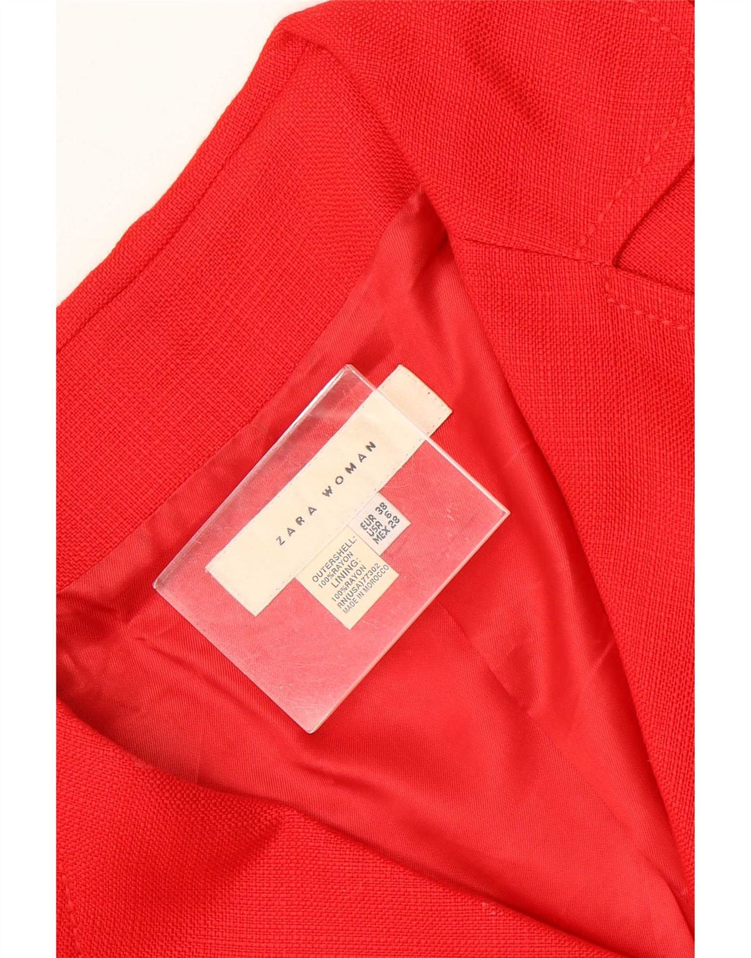 Zara Damen-Blazerjacke mit 3/4-Ärmeln, EU 38, klein, roter Rayon