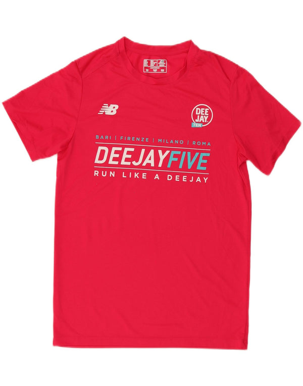 New Balance Damen Grafik-T-Shirt-Oberteil UK 14 Mittelrosa Polyester