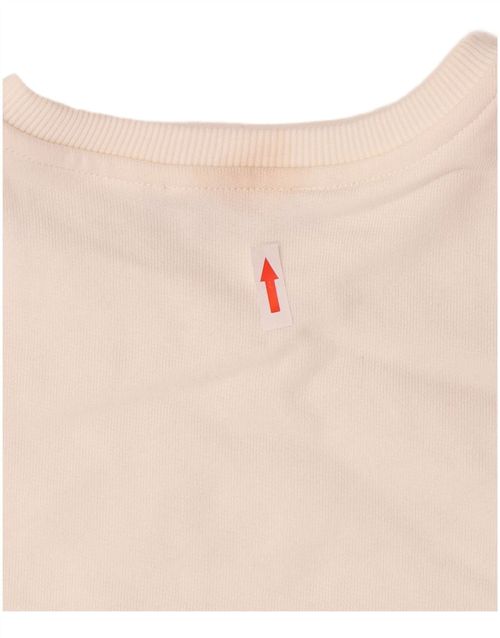ALVIERO MARTINI Damen Grafik-Sweatshirt-Pullover UK 14 Mittelweiße Baumwolle