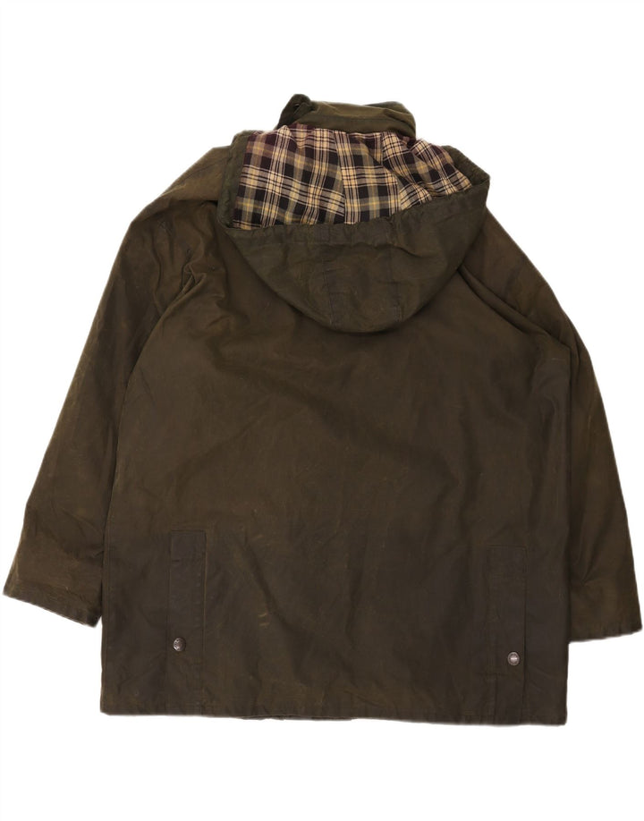 MC ORVIS Herren-Jacke mit Kapuze, lockere Passform, gewachste Jacke, UK 38, mittlere Khaki-Baumwolle