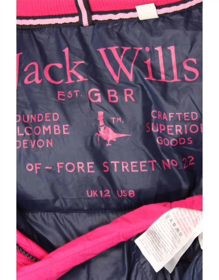 Jack Wills Wattierte Damenjacke mit Kapuze, UK 12, mittelrosa, Polyamid