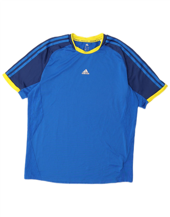 Adidas Herren Climacool T-Shirt Top Mittelblaues Colourblock-Polyester