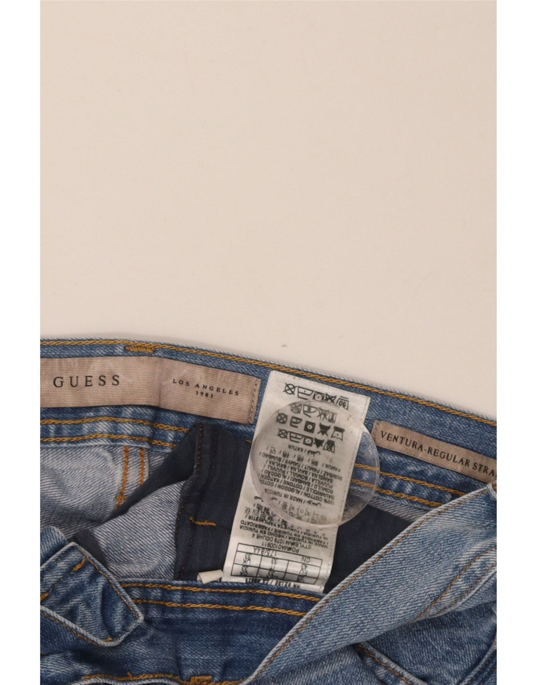 GUESS Mens Ventura Regular Straight Jeans W36 L33 Blue Cotton