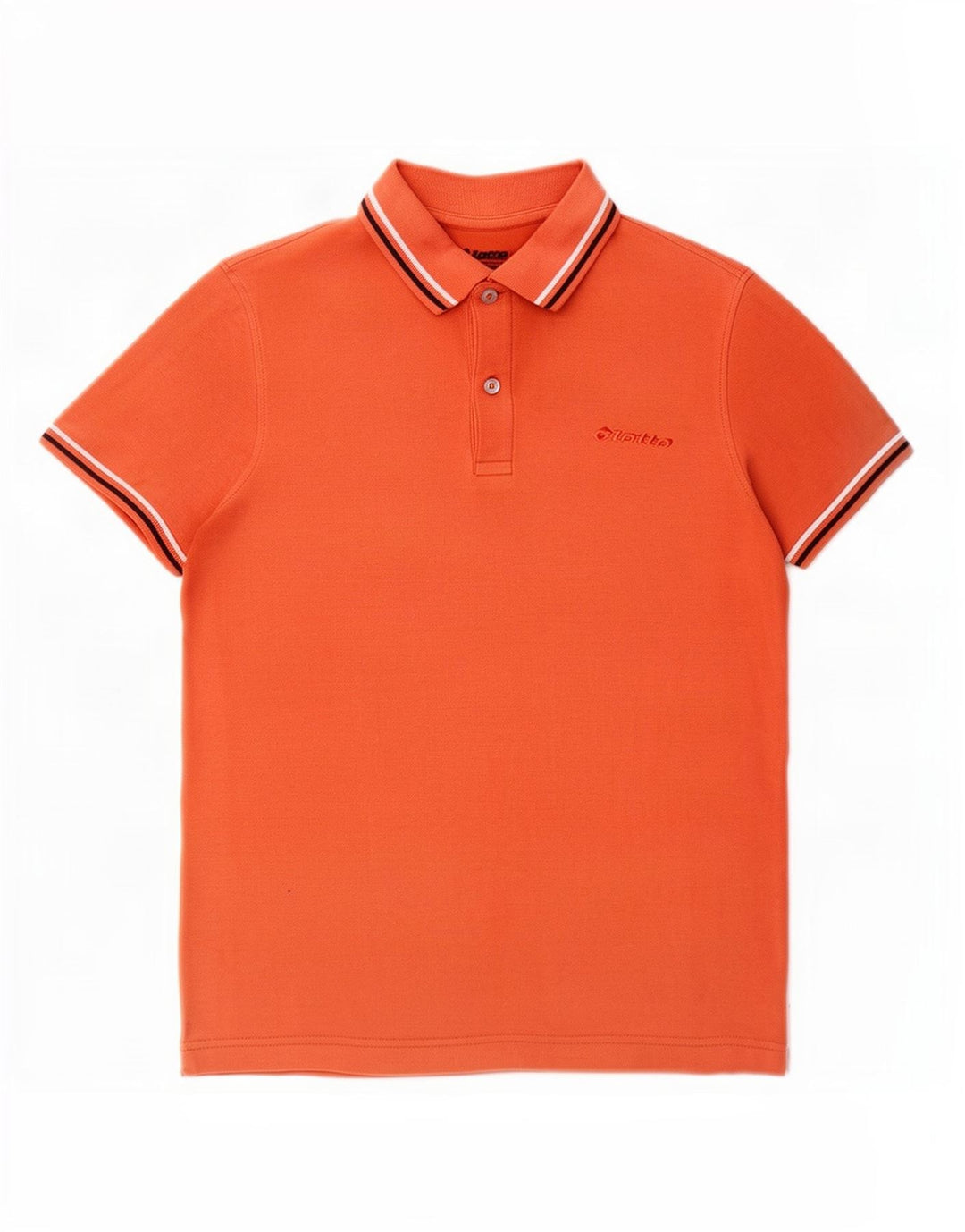 Lotto Herren-Poloshirt aus mittelorange gestreifter Baumwolle