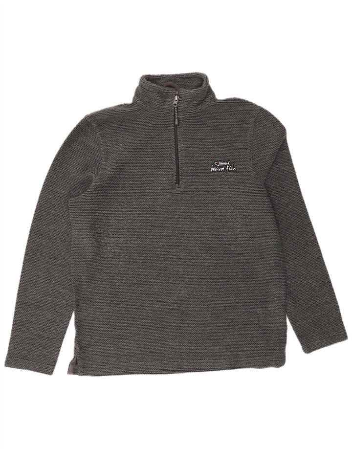 WEIRD FISH Mens Zip Neck Sweatshirt Jumper Medium Grey Acrylic