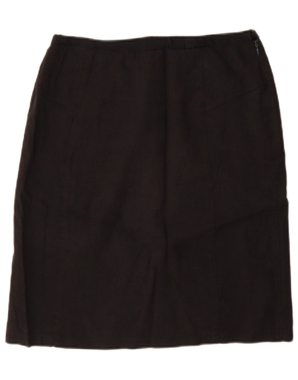 Jigsaw Damen gerader Rock UK 12 Medium W28 Schwarz Leinen