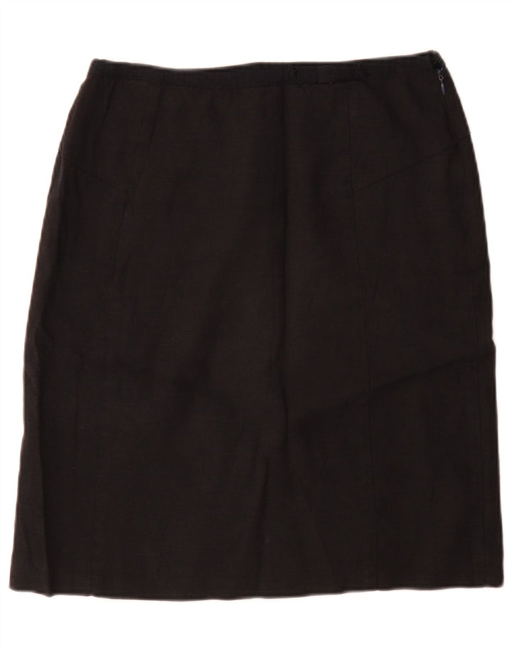 Jigsaw Damen gerader Rock UK 12 Medium W28 Schwarz Leinen