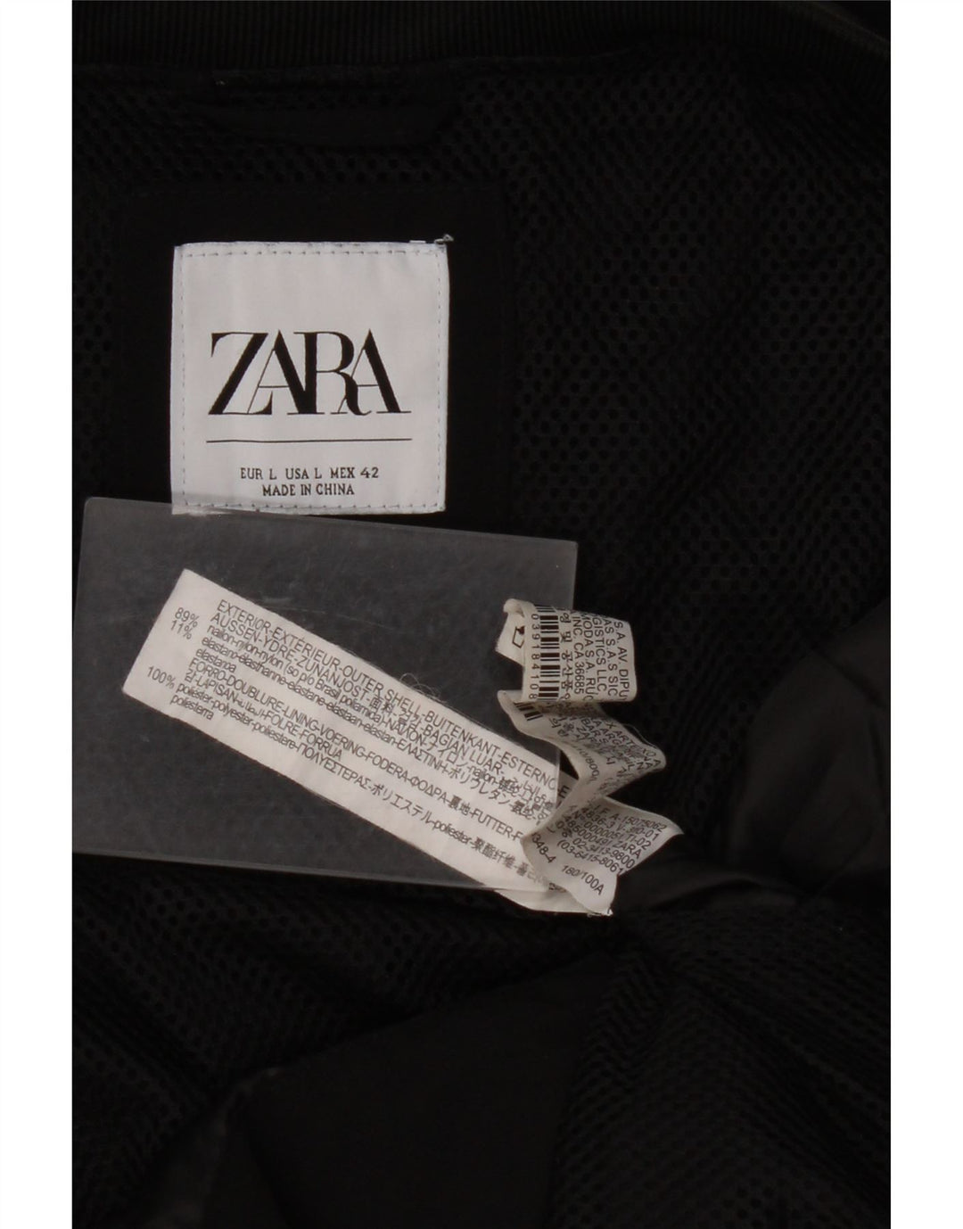 ZARA Herren Bomberjacke UK 40 Large Schwarz Nylon