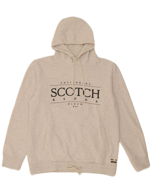 Scotch & Soda Herren-Kapuzenpullover mit Grafik, XL, grau meliert, Baumwolle