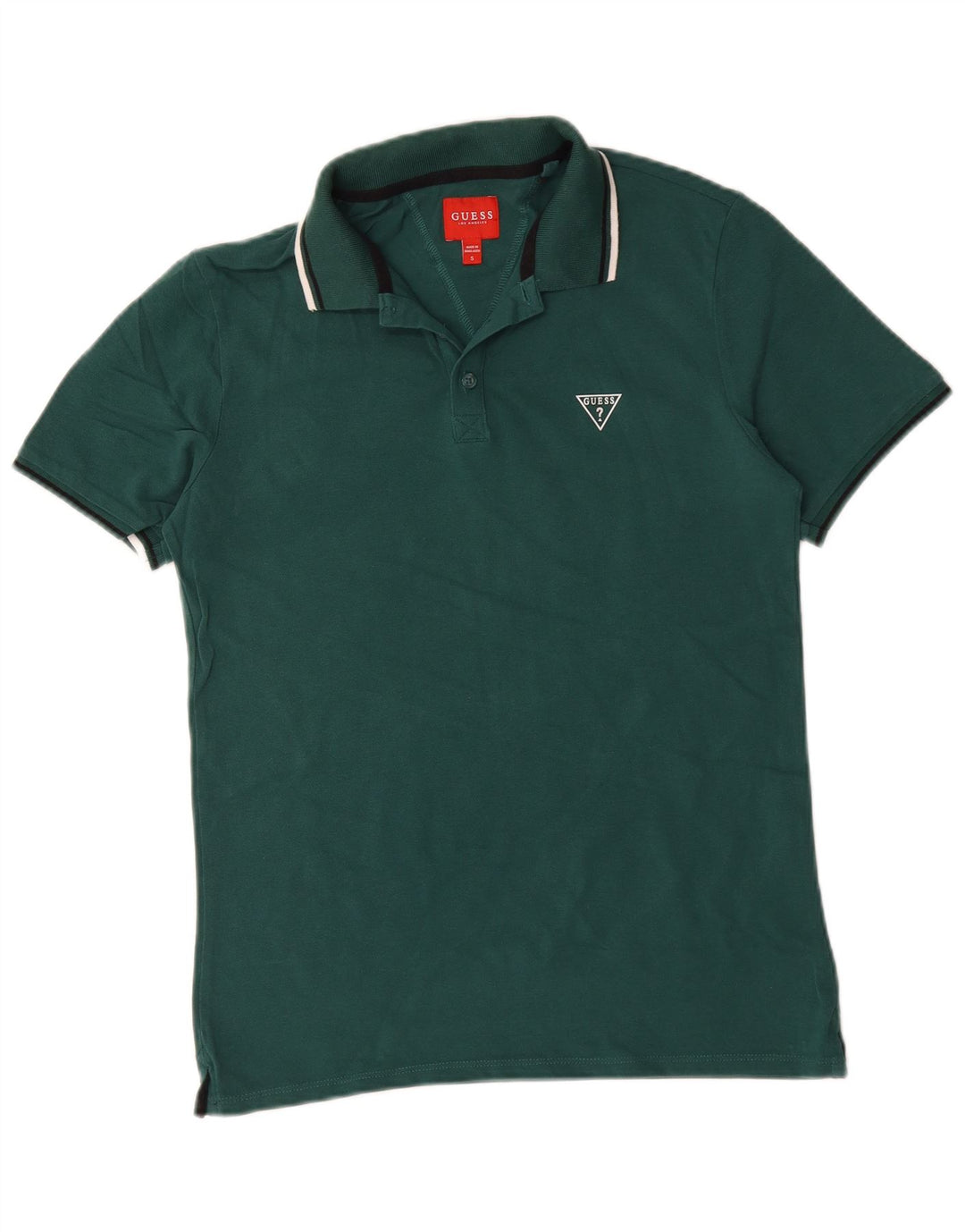 Guess Herren-Poloshirt, klein, grüne Baumwolle