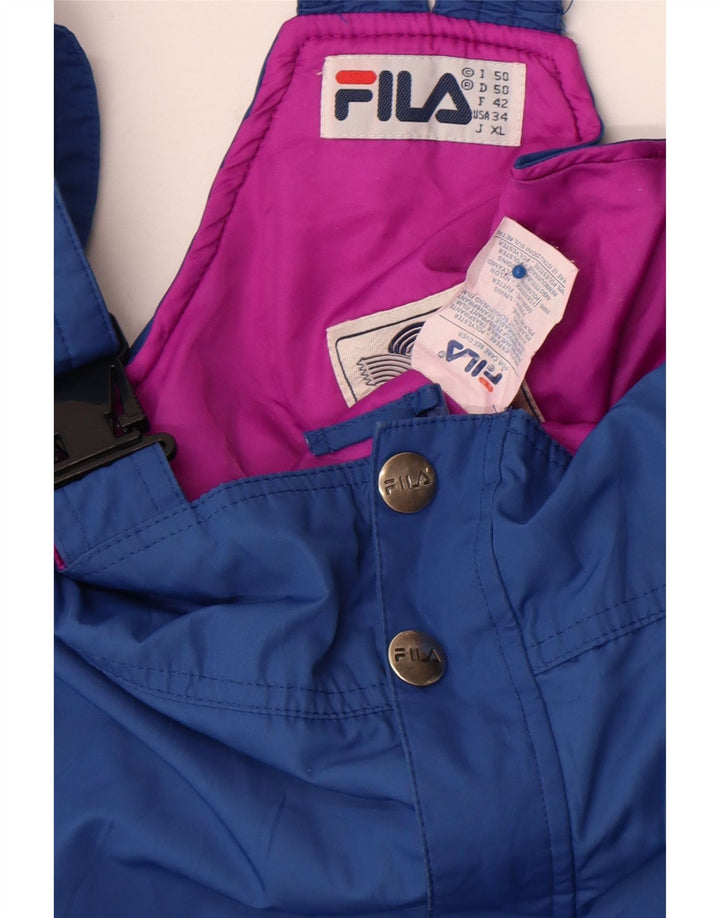 Fila Herren-Latzhose, Skihose IT 50, groß, blaues Farbblock-Polyester