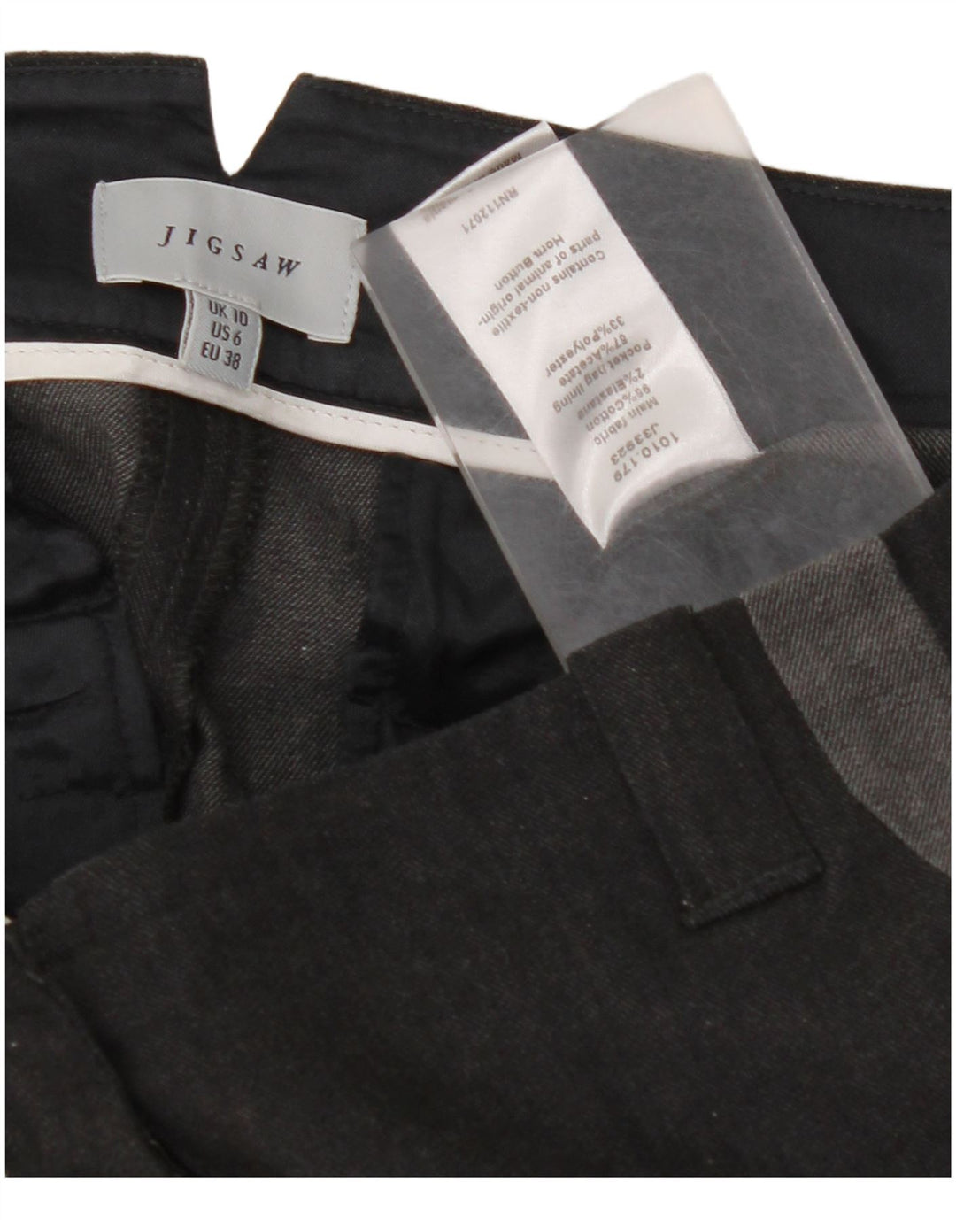 JIGSAW Slim Chino-Hose für Damen, UK 10, Größe S, W30, L29, Schwarz, Farbblock
