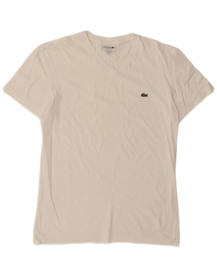 Lacoste Herren-T-Shirt mit normaler Passform, Größe 3, Größe S, weiße Baumwolle