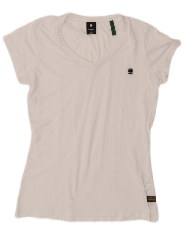 G-Star Damen T-Shirt Top UK 12 Mittelweiße Baumwolle