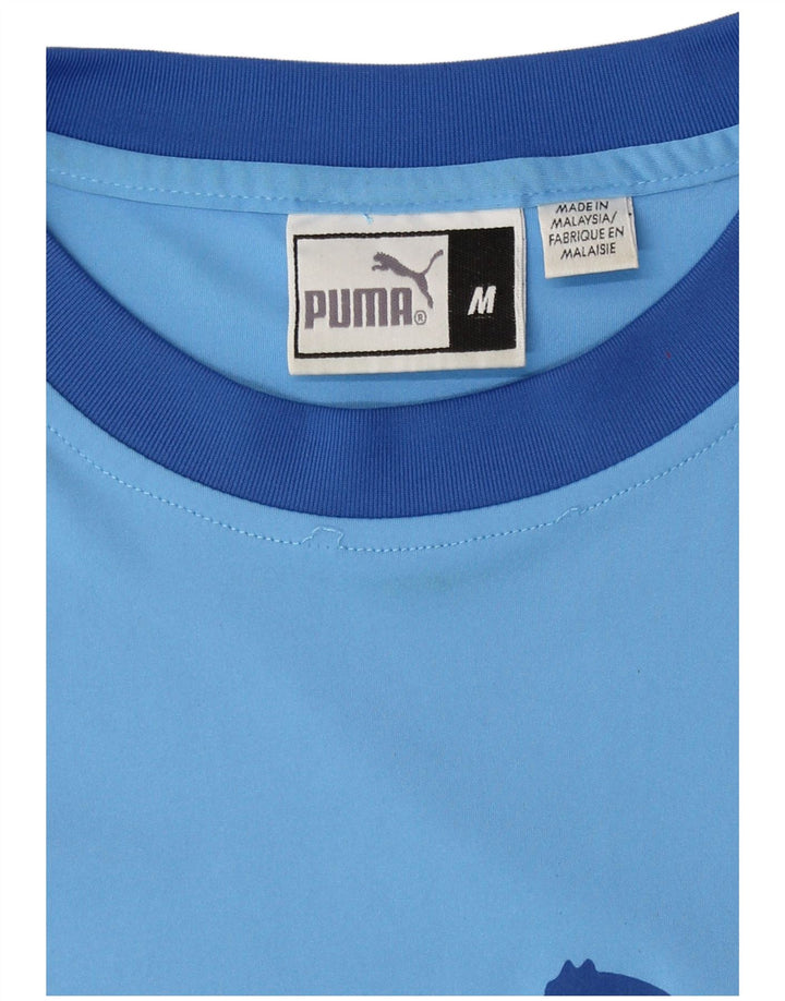 Puma Herren Grafik T-Shirt Top Mittelblau Farbblock