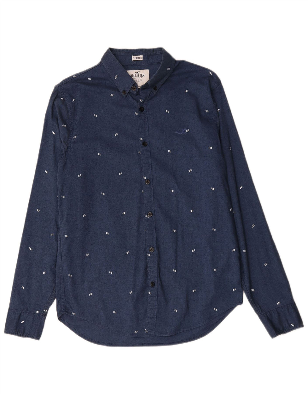 Hollister Herren-Hemd, klein, marineblau, gepunktet, Baumwolle