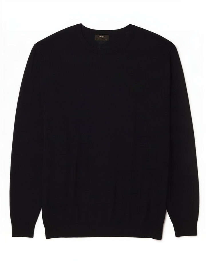 Zara Herren-Pullover mit Rundhalsausschnitt, Größe L, Marineblau