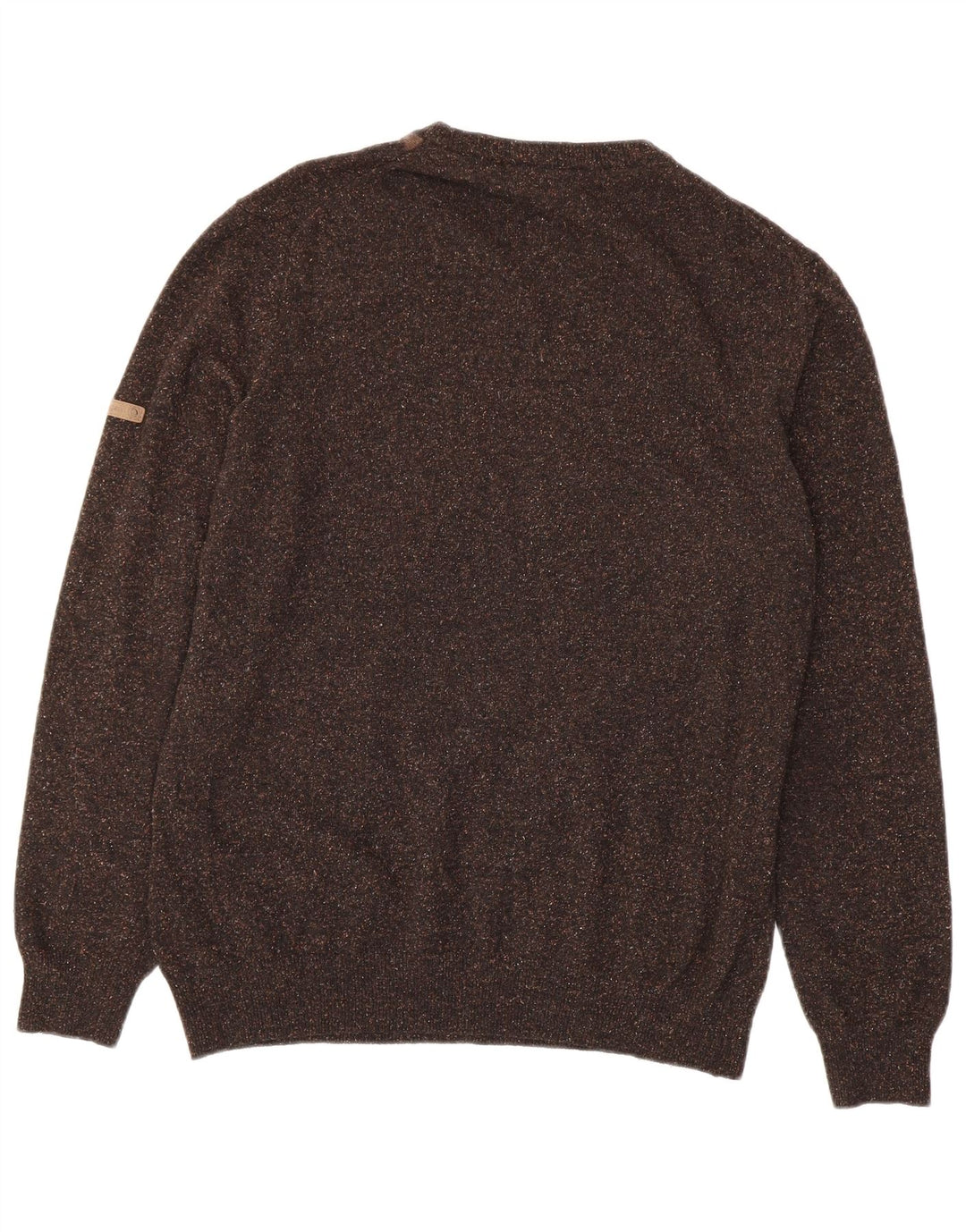 Navigare Herren-Pullover mit Rundhalsausschnitt, mittelbraune Argyle-/Diamantwolle