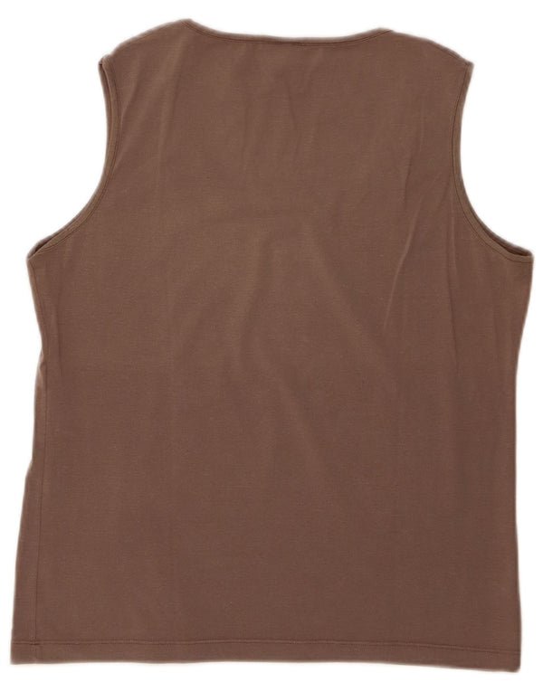 Paul & Shark Damen Grafik-Trägershirt UK 14 Large Braun Baumwolle