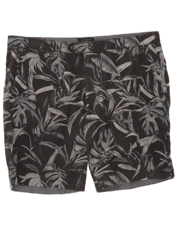Ted Baker Herren-Chinoshorts, W36, groß, schwarze Baumwolle mit Blumenmuster