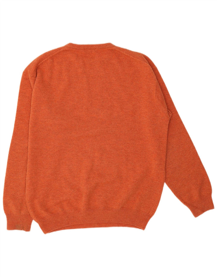 Gant Herren-Pullover mit Rundhalsausschnitt, XL, orangefarbene Lammwolle