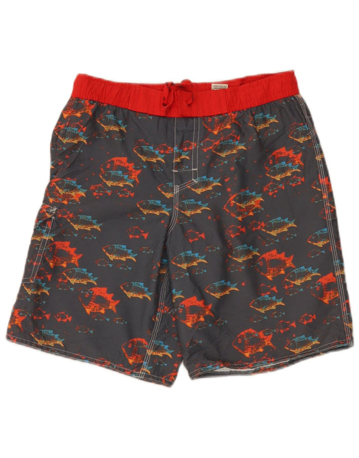 L.L.Bean Jungen-Badeshorts mit Grafik, 9–10 Jahre, graues Polyester