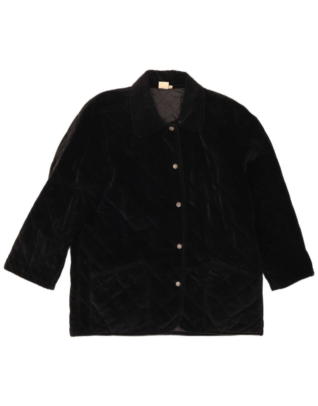 Andrea Mare Damen-Samt-Übergröße-Steppjacke, Gr. 10, Größe S, Schwarz, Baumwolle