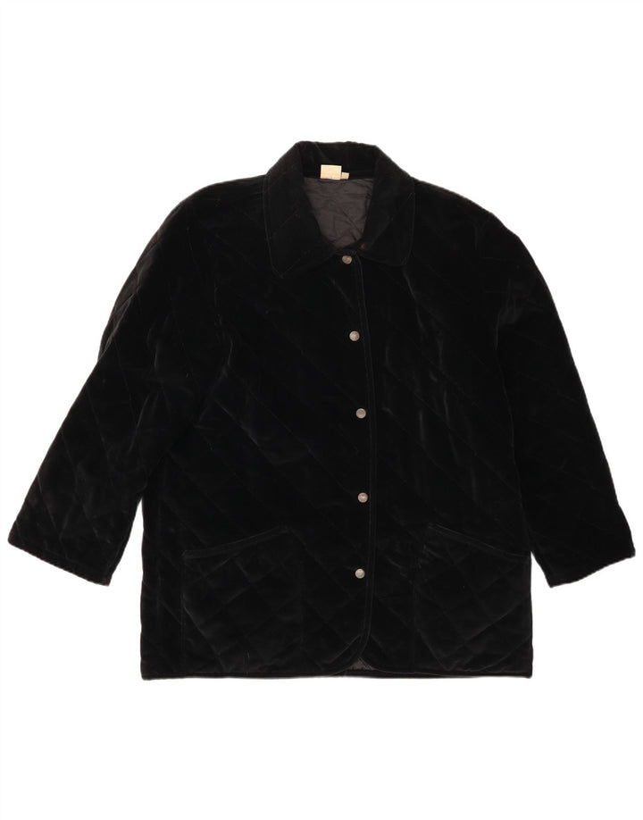 Andrea Mare Damen-Samt-Übergröße-Steppjacke, Gr. 10, Größe S, Schwarz, Baumwolle