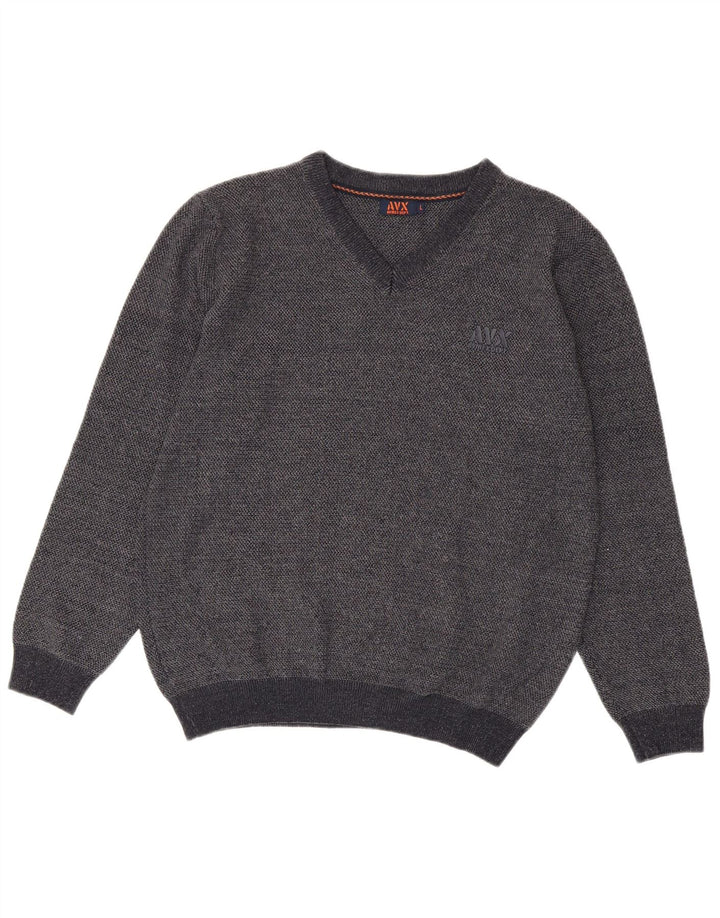 Avirex Herren-Pullover mit V-Ausschnitt, groß, graue Viskose