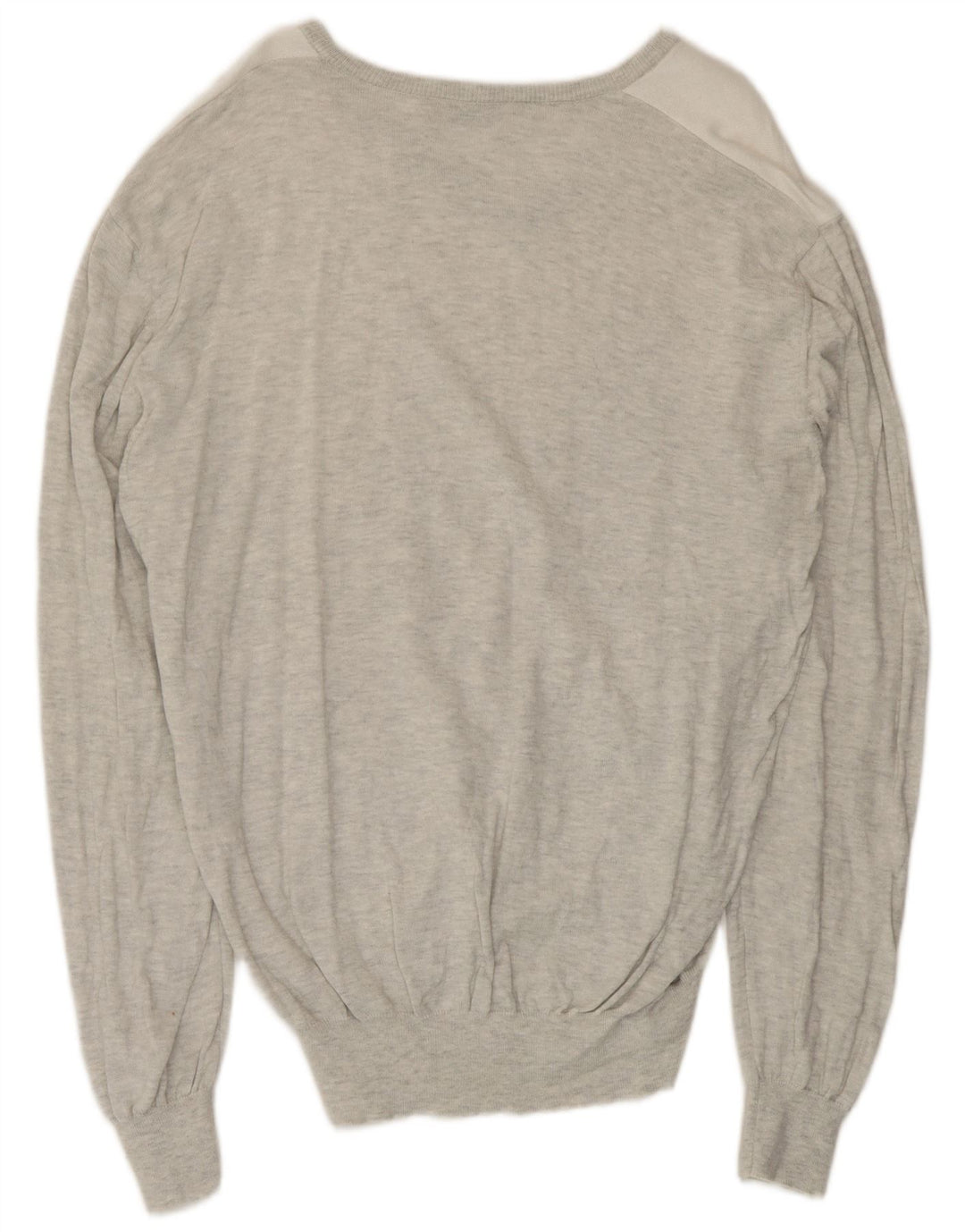 Luigi Bianchi Herren-Pullover mit V-Ausschnitt, mittelgraue Argyle-/Diamant-Baumwolle