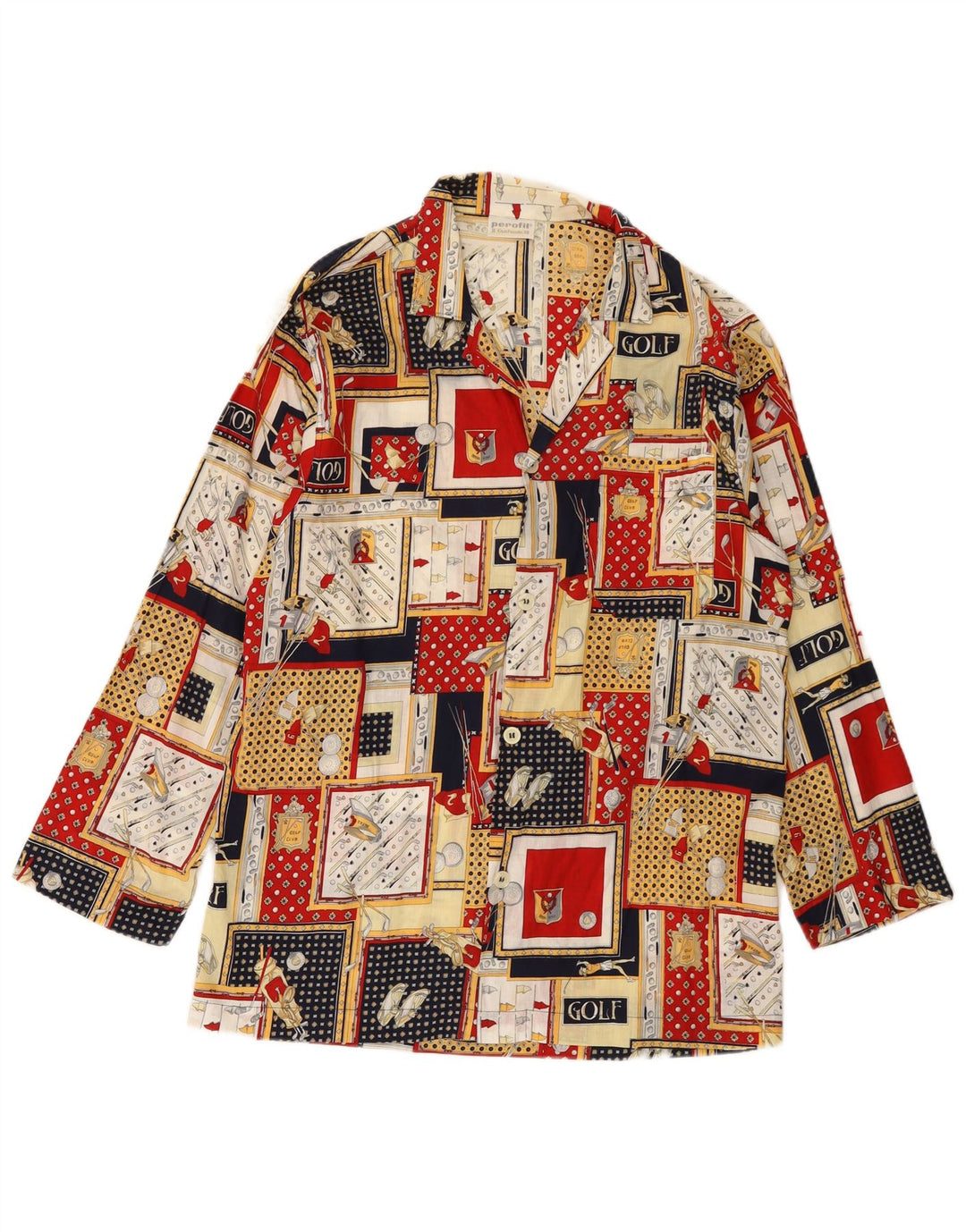Vintage Herren-Pyjama-Hemd IT 48, klein, mehrfarbig, Patchwork-Baumwolle