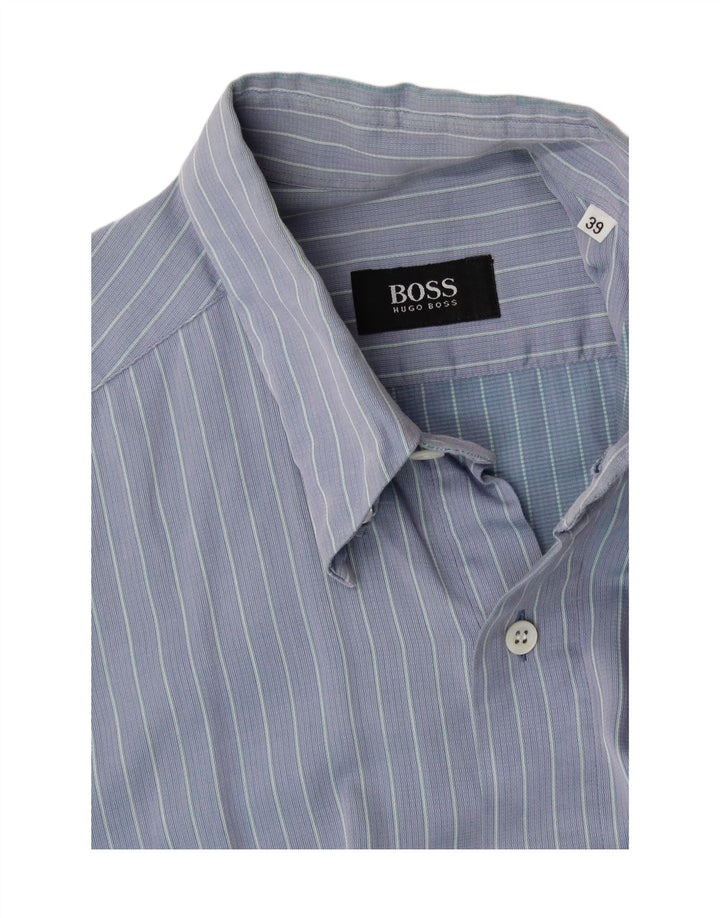 HUGO BOSS Mens Shirt Size 39 Medium Blue Striped