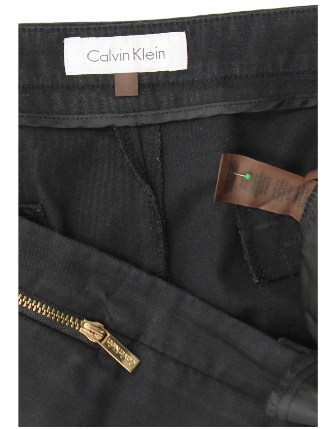 CALVIN KLEIN Gerade geschnittene Damenhose W38 L27 Schwarze Baumwolle