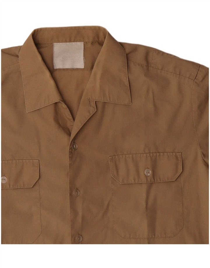 Vintage Herren Kurzarmhemd Groß Beige