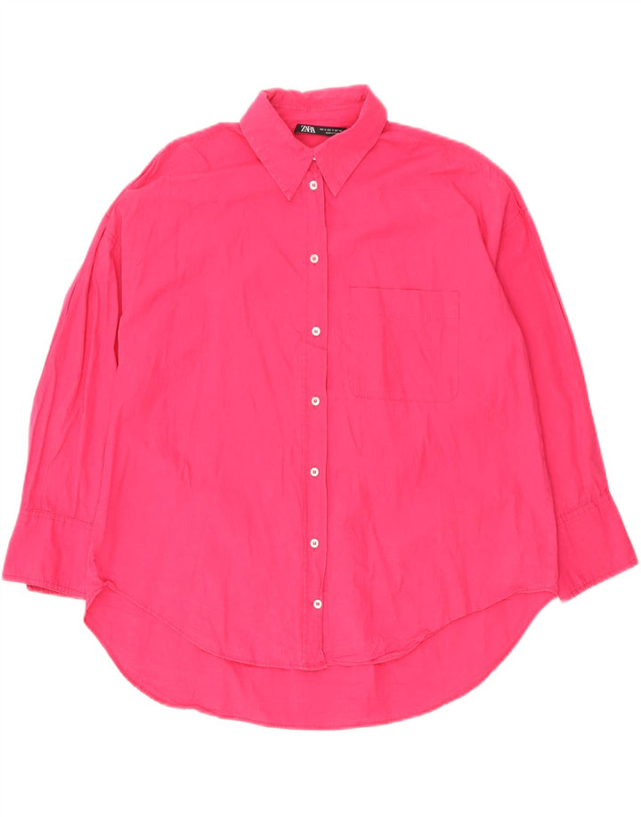 Zara Damen-Oversize-Hemd, Gr. 10, Größe S, Rosa, Baumwolle