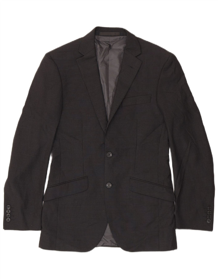 Marks & Spencer Herren-Blazer mit 2 Knöpfen, UK 38, mittelgrau, Nadelstreifen