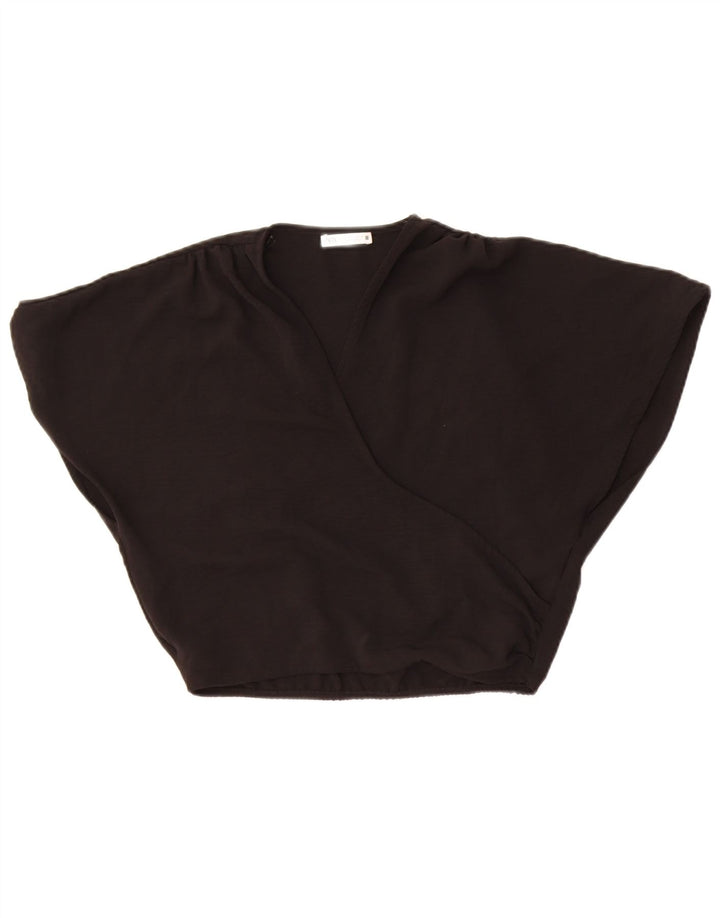Zara Damen Crop-Oversize-Blusenoberteil UK 10 Small Schwarz Polyester