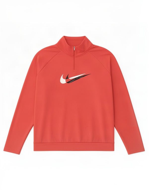 Nike Damen Dri Fit Zip Neck Pullover Trainingsanzug Top UK 18 XL Rosa Polyester
