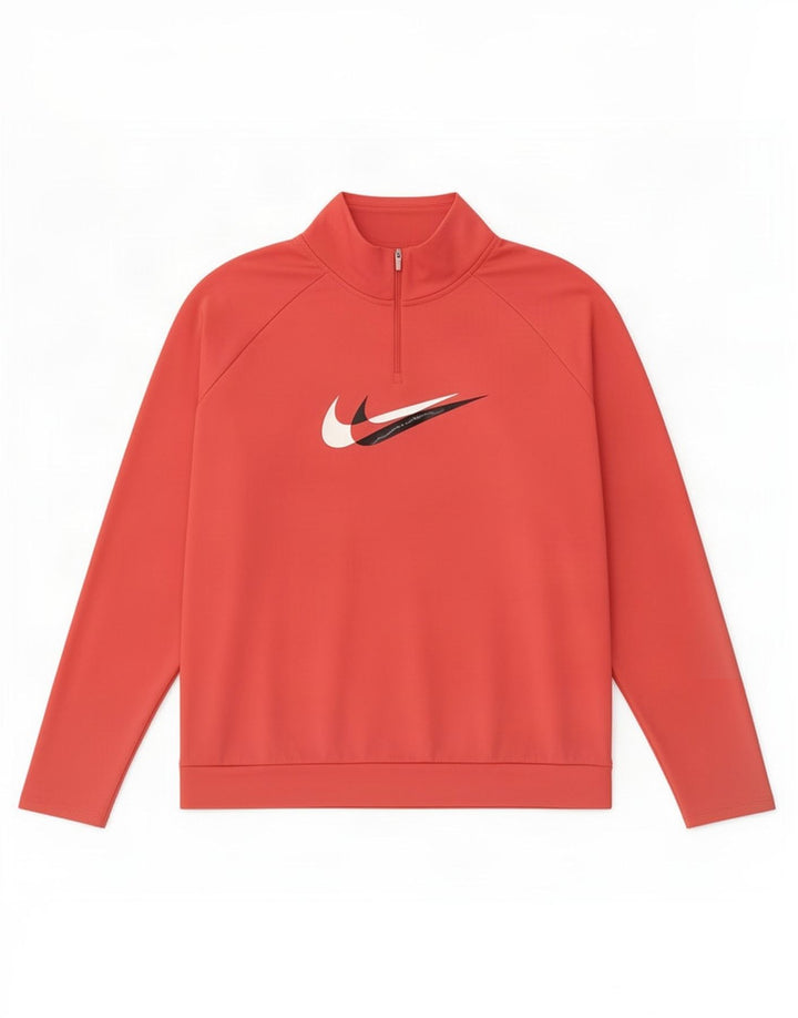 Nike Damen Dri Fit Zip Neck Pullover Trainingsanzug Top UK 18 XL Rosa Polyester