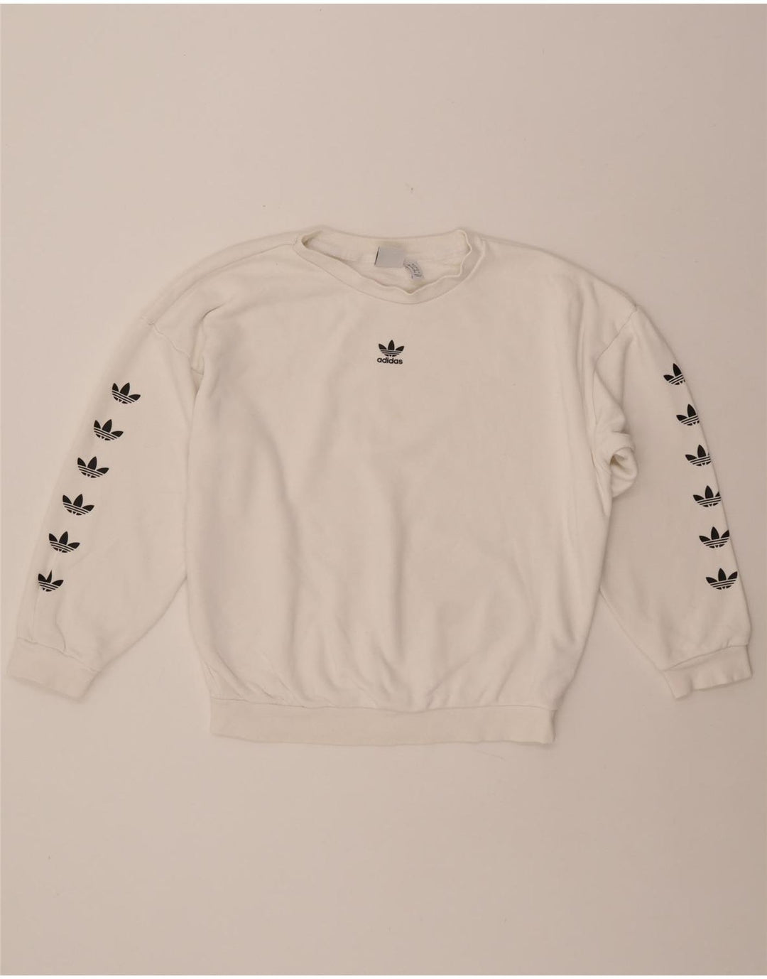 ADIDAS Damen-Sweatshirt in Übergröße mit Grafik, UK 8, Größe S, weiße Baumwolle