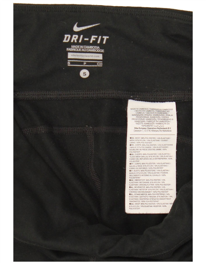 Nike Damen Dri Fit Capri Leggings UK 10 Small Schwarz Polyester